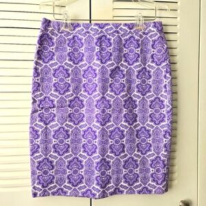 J.Crew Medallion Paisley No. 2 Pencil Skirt Purple Women Knee Length Size 4 #099